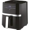BLUNORD Friggitrice ad Aria 5 Litri 1500W, Air Fryer con 10 Programmi, Touch Screen, Timer 60 Min e Temperatura 80-200°C, Cestello Antiaderente, Autospegnimento, Nero