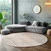 SIMPEX Tappeto Rotondo 200 cm Crema Pelo Alto Design Scandi Boho Effetto Alto-Basso Morbido Shaggy Pelo Lungo Soffice Robusto Facile da Pulire Moderno per Camera da Letto