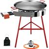 Bricolemar Kit paellera gas 50 cm con paella 60 cm e supporto rinforzato - set completo di paravento Premium KABRA, regolatore e tubo per paelle fino a 20 persone