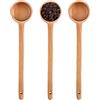 UPTALY Set di 3 cucchiai dosatori in legno da 27cm (60ml/per), misurini da caffè con manico lungo, manico esteso cucchiaino, cucchiaio in legno di faggio per barattoli profondi