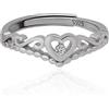 Meissa Anelli di Coppia Misura Regolabile Fascia Nuziale in Argento Sterling Raso Finitura Uomo Anello Principessa Cuore Elegante Donne Promessa Anello di Fidanzamento, Larghezza 2,6 mm