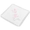 Generico Fazzoletto Battesimo bimbo bimba personalizzato con ricamo nome e data 100% cotone Made in Italy (con fiocco, rosa)
