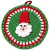 Handmade Presina Natalizia ad Uncinetto Verde con Babbo Natale in Cotone, 12 cm Decorazione Cucina