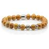 Generic Bracciale in pizzo di legno naturale Bracciale con perline Perline in pietra Perline Sfera 8 mm Anello in acciaio inossidabile Strass Donna Uomo (strass)