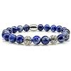 Generic Bracciale in sodalite, bracciale con perline, bracciale con perline blu, pallina in argento, 8 mm, in acciaio inossidabile