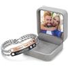 Fanery Sue Bracciali Coppia Personalizzati, Bracciale Regolabile con Piastra Incisa, Regalo per Lui e Lei, Bracciale di Amicizia con Eleganter Scatola Regalo (Oro Rosa & Nero)