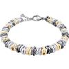 ParticolarModa Bracciale Donna regolabile nodini anellini lucido diamantato acciaio alluminio morbido 7 mm (Regolabile da 19 a 22 cm (x polso 16-18), Argentato/Dorato/Fumè)