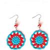Meraki Studio Orecchini etnici mandala con perline di vetro, Gioielli all'uncinetto, turchese/rosso, orecchini tondi stile boho, Made in Italy, Bijoux da donna, Lavorazione Artigianale