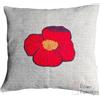 Generico Cuscino Arredo in Policotone Pesante - Federa Decorativa con Papavero Rosso Ricamato - Zip Nascosta, Simbolo di Semplicità e Confort - Quadrato, 42x42 cm, Fatto a Mano