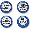 Generic Autism Badge Set, 4 Badges, Badge Packs, 32 mm, I am autistic, Please be patient I have autism, I am autistic not rude, Be kind (Blue)