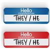 Generic HELLO MY PRONOUNS ARE THEY/HE distintivo pronome perno o calamita da frigo, 25x70mm, LGBTQ+, LGBT