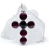 Zarrella Gioielli Collana Crocifisso Granato e Onice Nera - Croce in Argento 925 e Pietre - Gioiello Religioso Fatto a Mano in Italia - Fede Ardente, Protezione Energetica e Passione Intensa