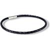LuZ ITALY Bracciale in pelle intrecciata tondo 3 mm - Nero - 3 misure a scelta - chiusura in acciaio