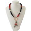 Handmade Generico Collana Onice Nero e Giada Rossa con Perle Barocche Bianche e Ciondolo Removibile - Girocollo Donna 50 cm Pietre Dure Grandi 14mm - Gioiello Pezzo Unico Idea confezione Regalo Inclusa