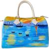 Arte Lisanti Borsa in Pelle Dipinta a Mano - LEVAR DEL SOLE DI MONET - a Mano, Tracolla, Bauletto Donna, Idea Regalo, Artigianato Italiano, Made In Italy, Vera Pelle, Dipinto a mano
