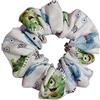 Generico Scrunchies elastico capelli in cotone 100% (Bianco e mostriciattoli)