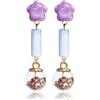 Granrouto Francese Viola Clip Orecchini Donna Argento 925 Handmade Originale Pendenti Gioielli Senza Buco Sfera di Vetro Orecchini Finti per Ragazza Anallergici Ideale Regalo per Donna Bambina