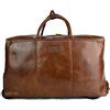 ItalianHandbags Borsone marrone in pelle borsa viaggio trolley pelle rigido borsa con ruote manico borsa cabina bagaglio a mano uomo donna borsa pilota marrone