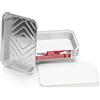 Cuki Professional Vaschette in Alluminio Rettangolari con Coperchi, 6 Porzioni, 31.5 x 21.5 x h4 cm, 1 Confezione da 25 Pezzi, Teglie Monouso per Forno, Microonde, Frigo, Cottura, Conservazione