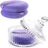 YINGMAN 2 spugnette per cipria extra large e barattolo di vetro da 15,2 cm con soffio, per donne, perfetti per talco o cipria in polvere (viola chiaro)