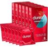 Durex Supersottile Preservativi Uomo in Lattice di Gomma Naturale Trasparenti e Lubrificati Forma Easy-On con Serbatoio Vestibilità Aderente Spessore Sottile - 6 Confezioni da 6 Profilattici
