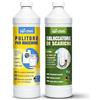 bio-chem Lavastoviglie Duo: pulitore per tubi senza scarico 1 l + detergente per lavatrice per lavastoviglie 1 l extra forte contro intasamento, calcare e odori delicato sui materiali e inodore