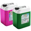 Element Set di liquidi sanitari, 2 x 5 litri, colore verde e serbatoio di risciacquo per WC da campeggio, per serbatoio di acqua fresca e reflua, WC chimico, per campeggio, WC