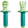 MAM Dipper Set, Set Posate con Forchetta e Cucchiaio, con Mascherina Protettiva, 6+ Mesi, Neutro