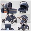 Lnhcrbs Passeggino 3 in 1 Trio, Sistema di Viaggio,per 0-3 Anni,15KG,Blu