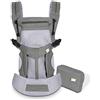 SONARIN Premium Traspirante Marsupio Neonati Ergonomico,Baby Carrier,Porta Bebè,Cappuccio Rimovibile,da neonato a bambino (0-48 mesi),Supporto per la Testa,Carico massimo 20 kg(Grigio Scuro)