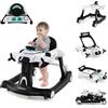 COSTWAY 6 in 1 Girello per Bambini, Girello Pieghevole con Altezza e Velocità Regolabili a 3 Livelli, Vassoio, Musica, Ruote, Luci, Giocattoli Evolutivi per Bambini 6-18 Mesi (Bianco)