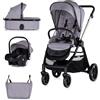 Chipolino passeggino 3in1 Marbella salvapiedi seggiolino auto per neonati i-Size, colorazione:grigio