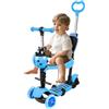 VIIROUD Monopattino a 3 ruote per scooter pieghevole | regolabile in altezza con ruota luminosa a LED, attività all'aperto per ragazzi e ragazze per bambini dai 18 mesi agli 8 anni, 5 in 1 (A) blu