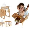 COOL · DREAMS Evoluonge, seggiolone evolutivo in legno portatile trasformabile in sedia e tavolo per bambini, per mangiare, disegnare e giocare, sicuro, con sedile imbottito impermeabile CoolDreams