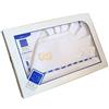 Sicierv set lenzuolino 3 pz culla carrozzino da ricamare con inserti in san gallo (blu )