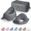 DOCARI set da toilette per bambini 3in1 bambina grigio da 1 anno - composto da vasino + sgabello + tavoletta igienica