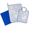 Tex family SET ASILO TRIS SACCO e ASCIUGAMANO e bavaglino WOOLY Scuola Materna - Blu