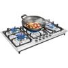 Cuisaincraty Piano cottura 5 fuochi in acciaio inox da incasso, piano cottura 5 bruciatori 3 3 1 75 1kw doppio combustibile naturale propano, fornello 5 fuochi termocoppia griglia ghisa accensione elettronica