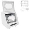 ACROSSPART Lavastoviglie da tavolo, mini lavastoviglie portatile, mini lavastoviglie con serbatoio dell'acqua da 5 l e 5 programmi, piccola lavastoviglie da tavolo per casa, ufficio, campeggio