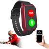 DEaThsalL Smartwatch Orologio Anticaduta per Anziani Orologio Anticaduta Rilevamento Cadute Localizzazione GPS 4G wifi chiamate Notifica Di Caduta per Smartphone Red