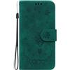 ShuiSu Custodia a portafoglio in pelle vegana per Nokia 6.2/7.2, custodia protettiva a portafoglio con bellissimo fiore doppia chiusura magnetica, funzione cavalletto e tasche per carte (TG2), verde
