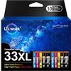 Uniwork 33XL Multipack Cartucce compatibili per Epson Expression Premium XP-7100 Cartucce XP-540 XP-530 XP-640 XP-830 XP-900 XP-630 XP-635 XP-645 (nero, foto, nero, ciano, magenta, giallo, confezione da 10)
