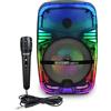 Bontempi | Cassa Luminosa Acustica Wireless con Microfono e Luci RGB, Telecomando, Display, Funzione TWS, 37x24x19.5 cm