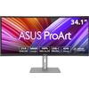 ASUS ProArt Display PA34VCNV Monitor Professionale Curvo da 34" pollici, IPS, 21:9 3440 x 1440, Curvatura 3800R, 100% sRGB, Colori ΔE < 2, Calman, Docking USB-C PD 96W, RJ45, Ecosostenibile, Nero