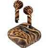 JAZ Auricolari Hoox True Wireless Stereo Leopardati, Tws Senza Fili, Basetta di Ricarica da 400 Mah, Fino a 4 Oredi Musica e Chiamate, Funzione Mono con Tecnologia Dual Leader