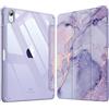 FINTIE Custodia per iPad (A16) 11ª Gen 11 (2025)/iPad 10ª Gen 10.9 (2022) con Portapenne - Sottile Leggero Trasparente Cover Posteriore con Bordo in TPU Morbido Auto Sveglia/Sonno, (Z-Lilla Marble)