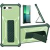 Aroepurt Custodia per Sony Xperia Xz Premium Coque Custodia Case Ibrida [Con protezione dello schermo in vetro temperato] [supporto magnetico pieghevole] [resistente alle impronte digitali smerigliato] verde