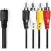 Valueline VLAP20475B02 cavo di interfaccia e adattatore 4 x RCA 5-pin DIN Nero, Rosso, Bianco, Giallo