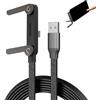 JIABAOZ Invisible Holder Charger Cable with Stand,240W Super Fast Charging Cord with Built-in Phone Stand,Type C/USB C, Braided Design for Smartphones, Tablets (USB-C)