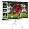 HOMCOM Telo Proiettore da 84 Pollici 4K HD Formato 16:9 con Treppiede Pieghevole e Altezza Regolabile, Schermo Proiettore Portatile, Grandangolo di 160 Gradi, per Casa, Home, Cinema, Esterno, Bianco
